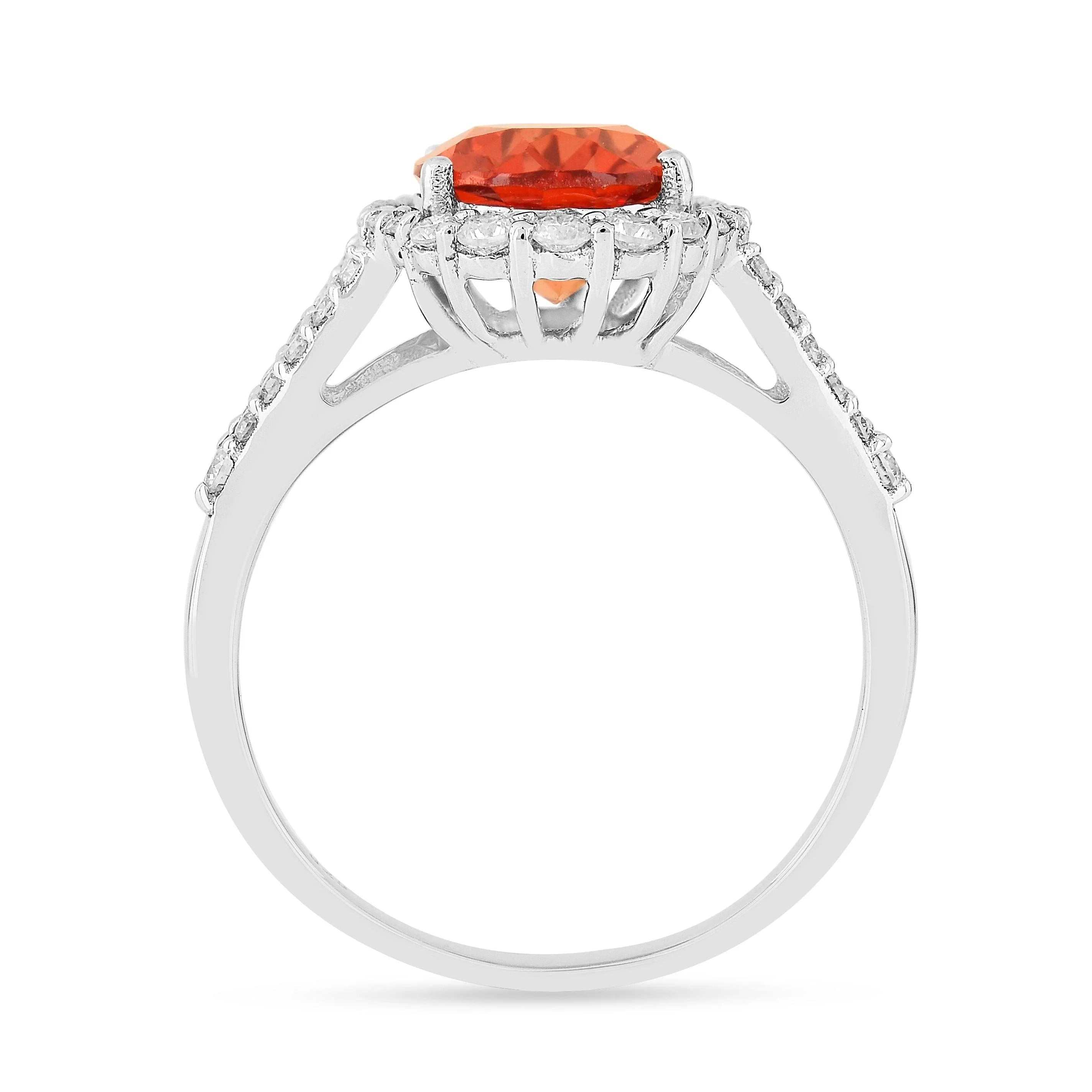 Oval Padparadscha Sapphire Ring - Fine Diamond