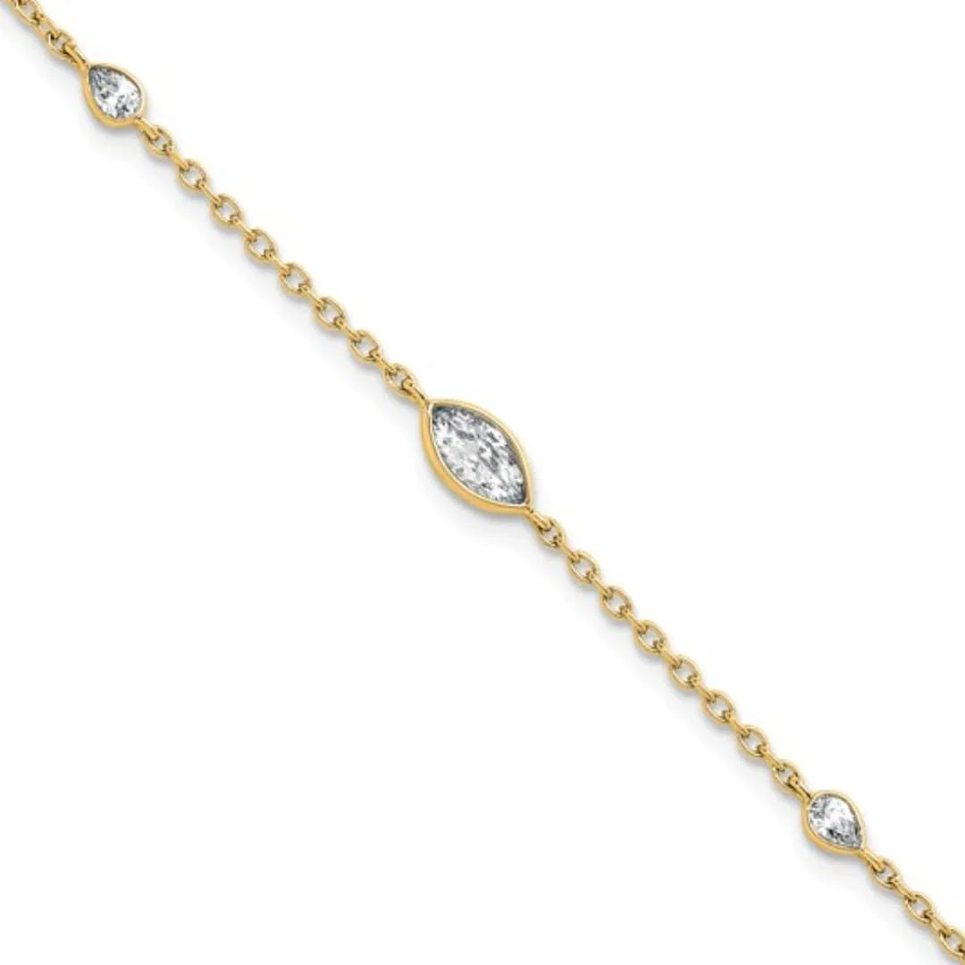 14K Yellow Gold 1/2 carat Lab Grown Diamond Cable Bracelet - Fine Diamond