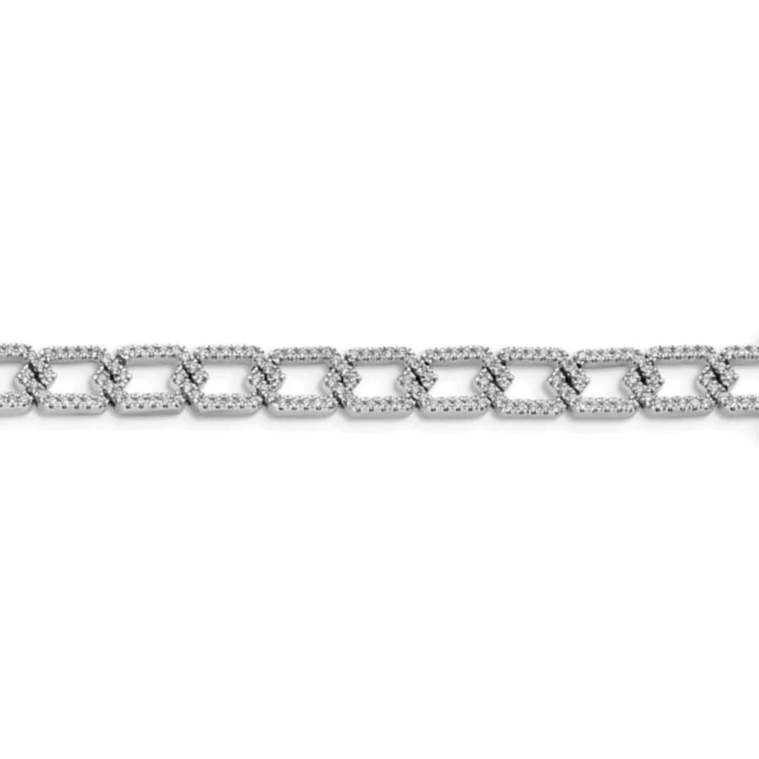 14k White Gold 1 1/2 Carat Lab Diamond Link Bracelet - Fine Diamond