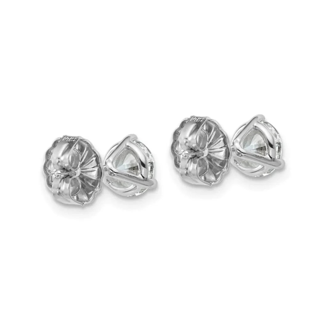 14K White Gold Lab Diamond Round Shaped Stud Earrings - Fine Diamond