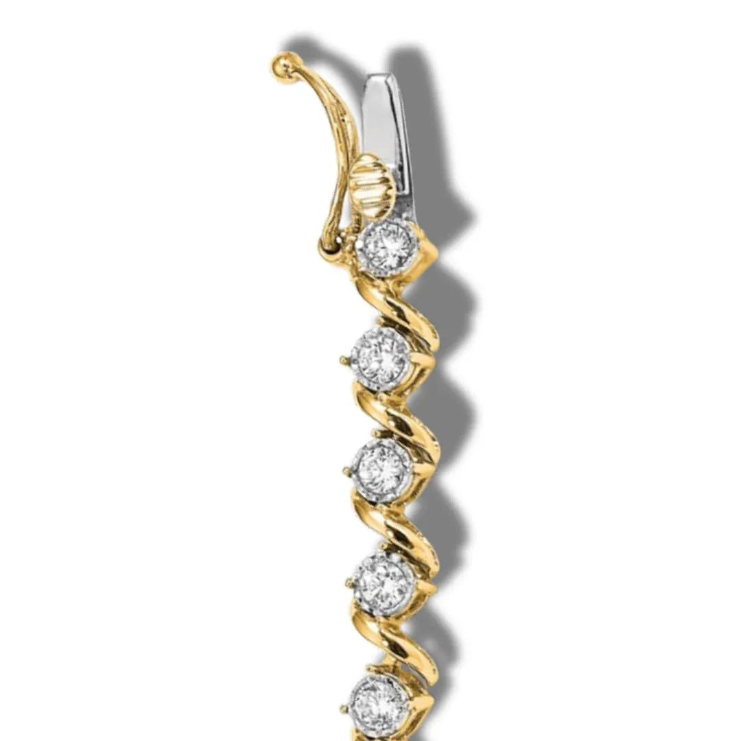 14k Yellow Gold Lab Grown Diamond Fancy Tennis Bracelet - Fine Diamond