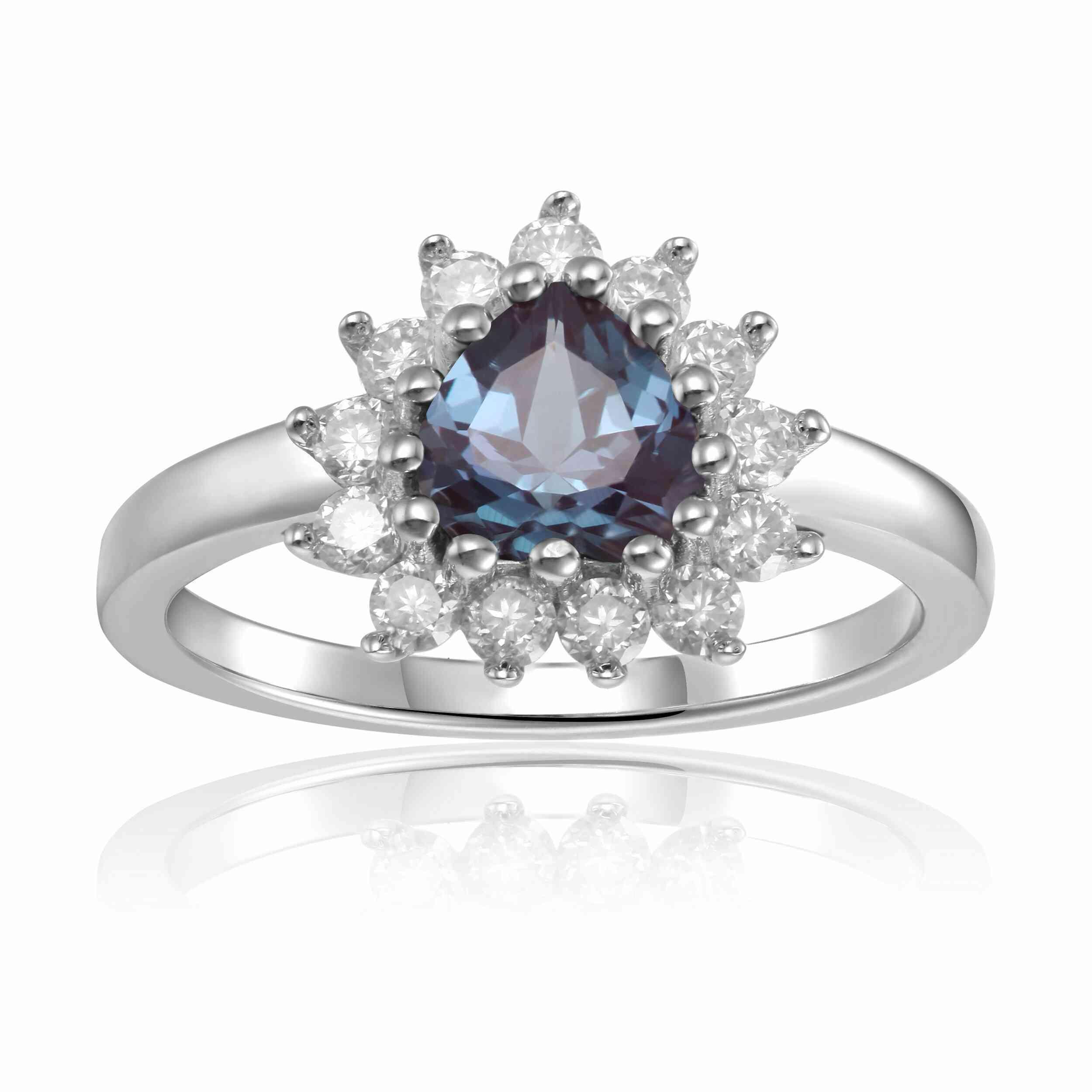 Alexandrite Halo Heart Ring - Fine Diamond