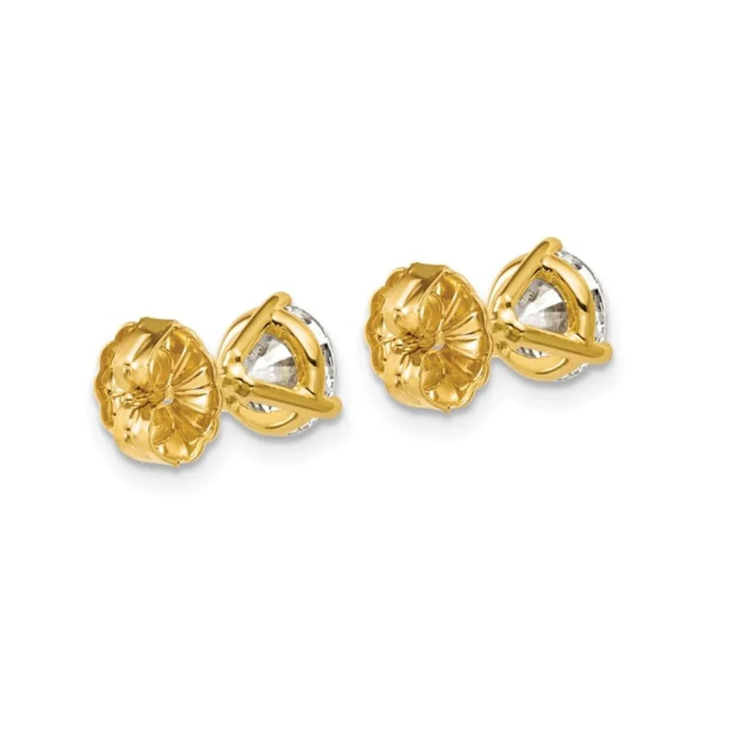 14K Yellow Gold Lab Grown Diamond Round Shaped Stud Earrings - Fine Diamond