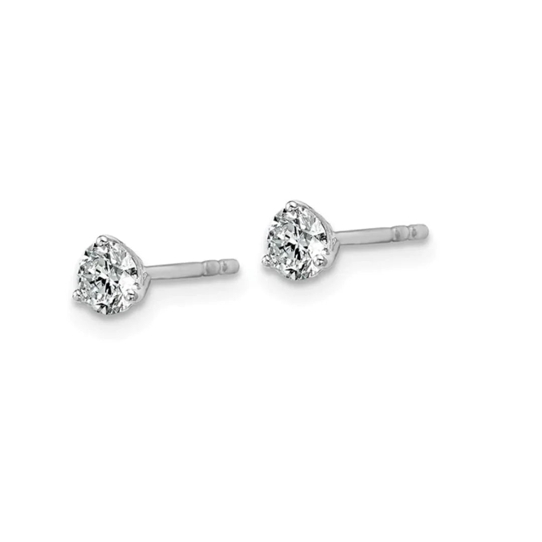 14K White Gold Lab Diamond Round Shaped Stud Earrings - Fine Diamond