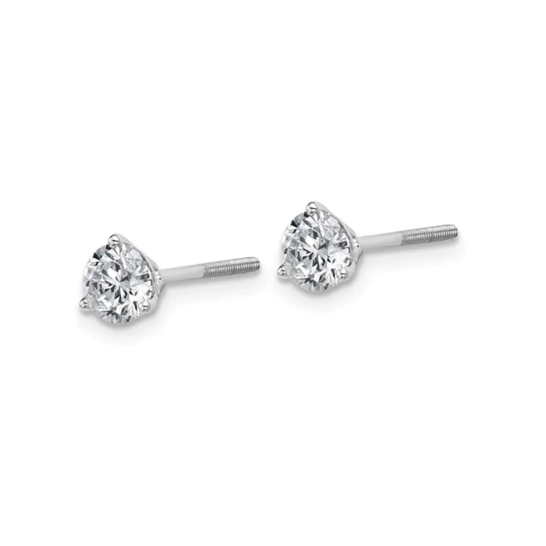 14K White Gold Round Shaped Lab Diamond Stud Earrings - Fine Diamond