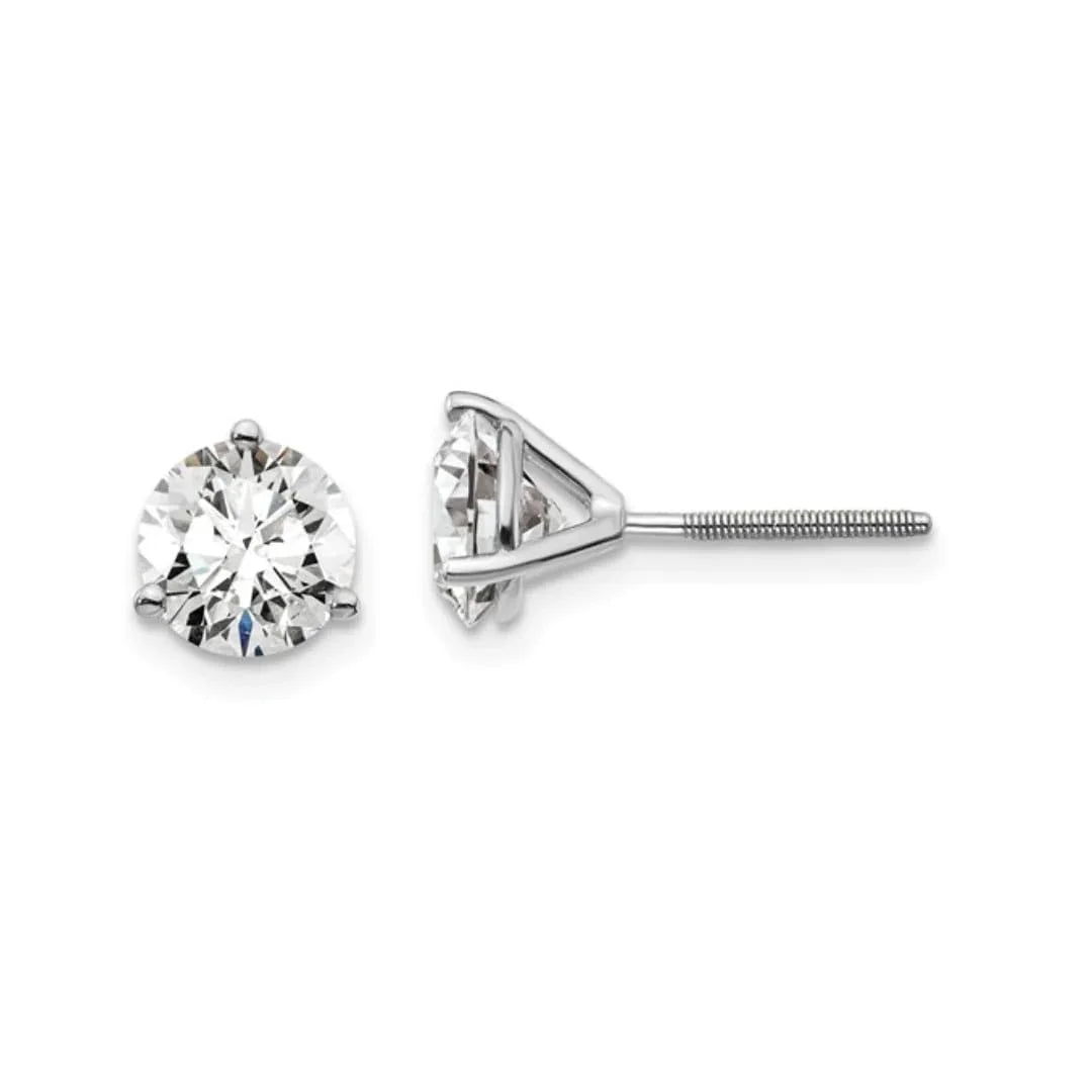 14K White Gold Round Lab Grown Diamond Stud Earrings - Fine Diamond
