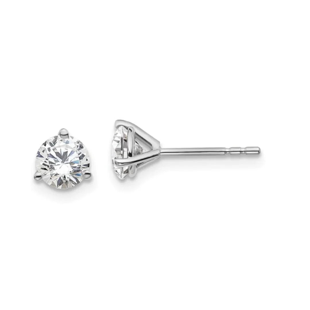 14K White Gold Lab Diamond Round Shaped Stud Earrings - Fine Diamond