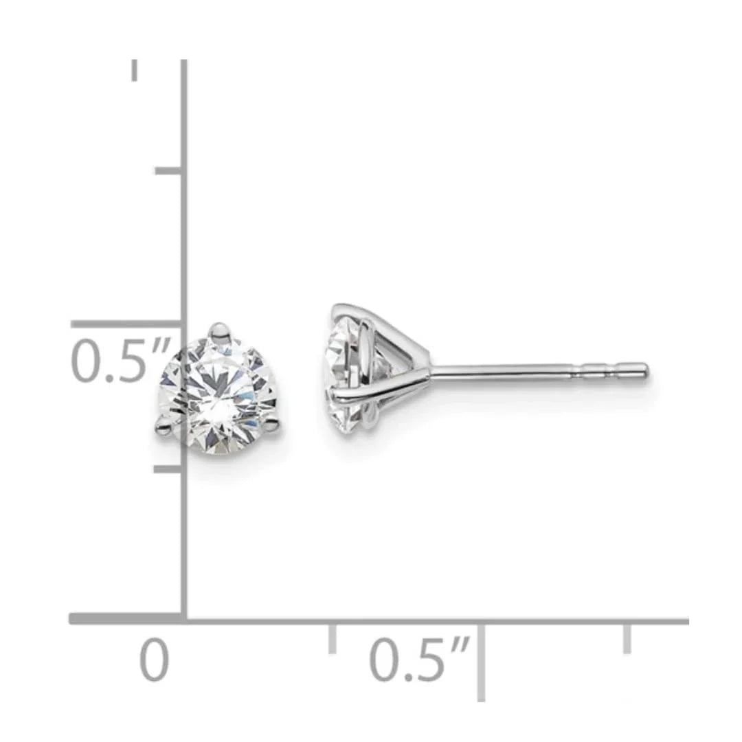 14K White Gold Round Shaped Lab Grown Diamond Stud Earrings - Fine Diamond