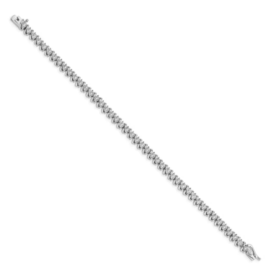14k White Gold Lab Diamond S-link Tennis Bracelet - Fine Diamond