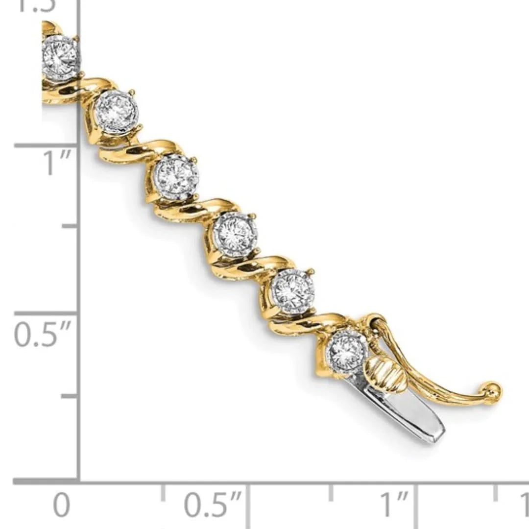 14k Yellow Gold Lab Grown Diamond Fancy Tennis Bracelet - Fine Diamond
