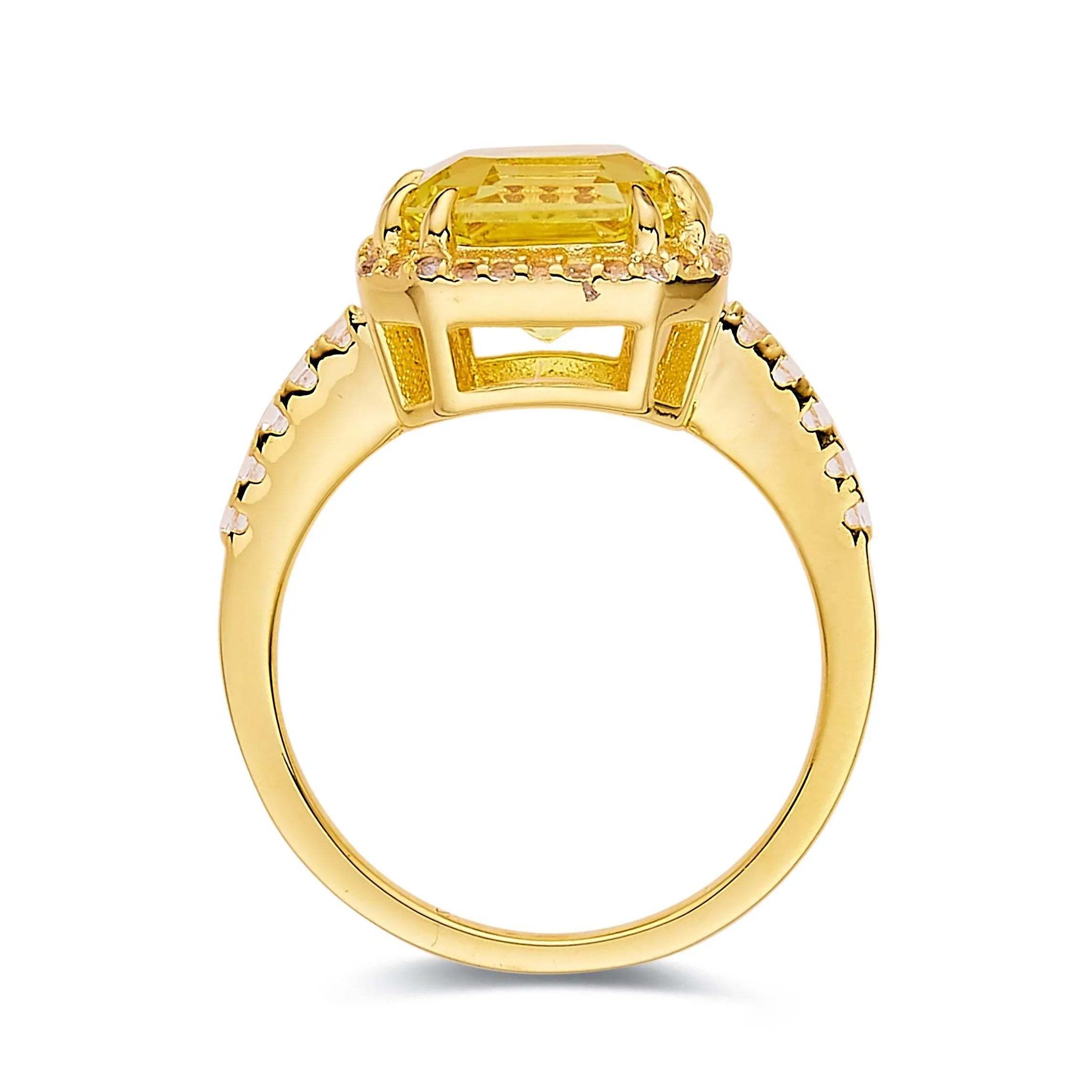 Yellow Sapphire Asscher Cut Halo Ring - Fine Diamond