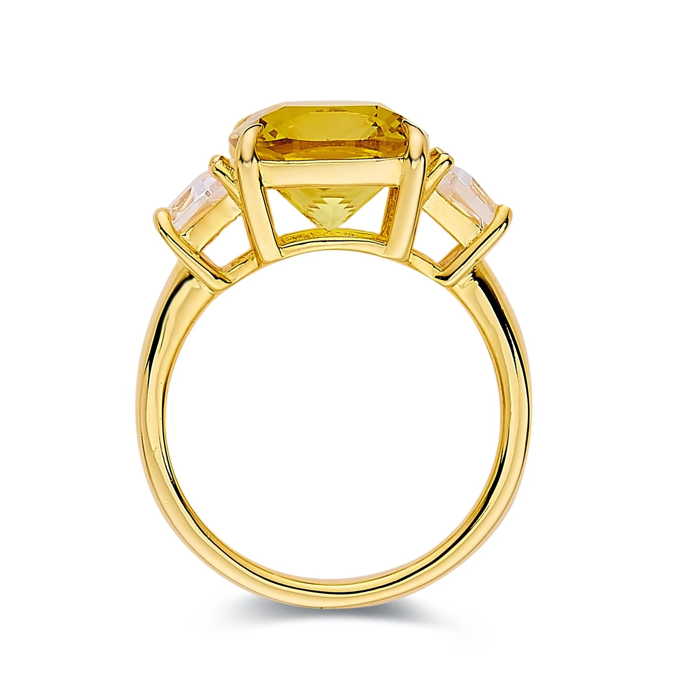 Yellow Sapphire Three Stone Statement Ring - Fine Diamond