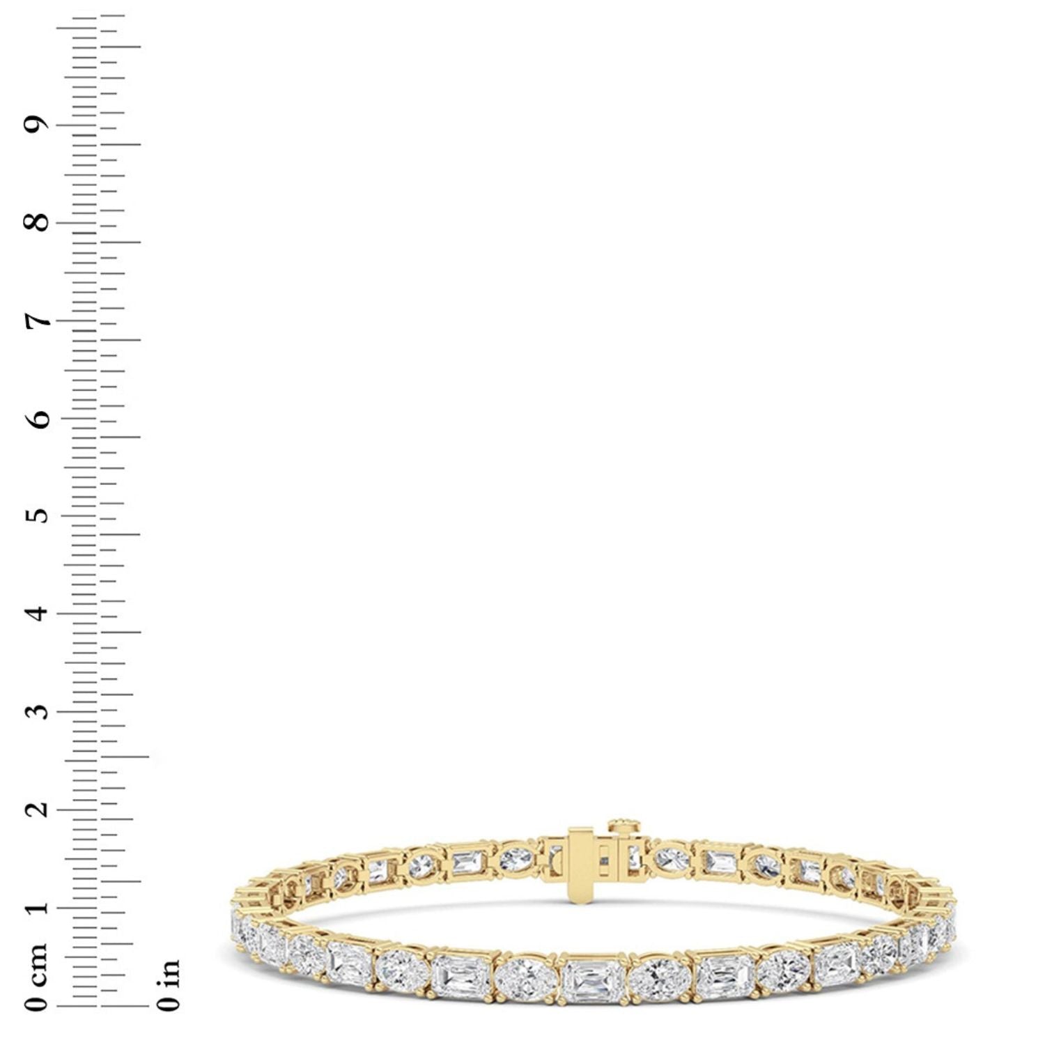 Emerald And Round Lab Grown Diamond (F/VS )Bracelet in 14K Gold