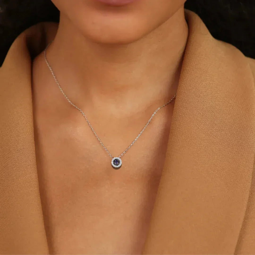 Created Alexandrite Dancing Stone Necklace - Fine Diamond