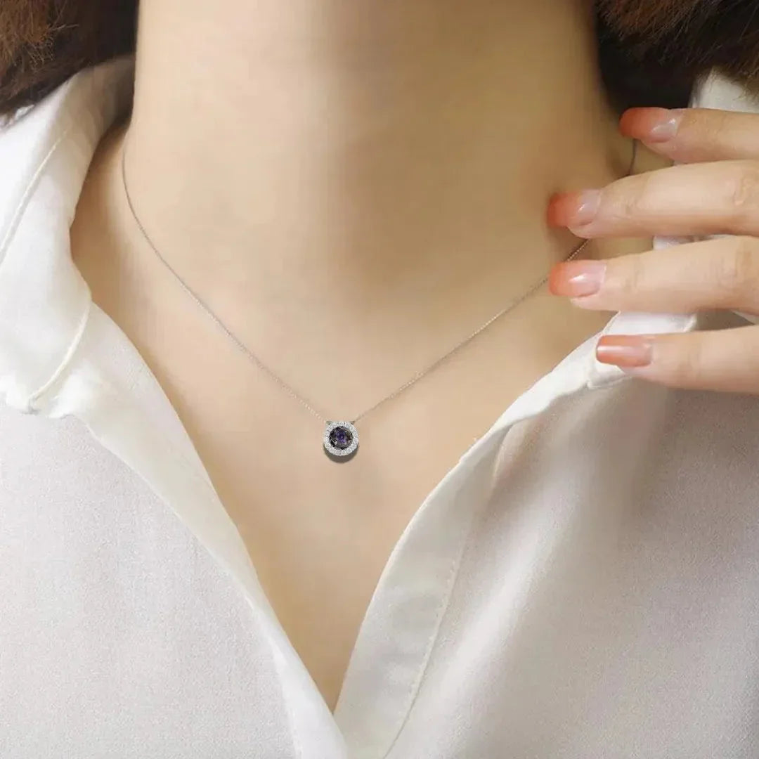 Created Alexandrite Dancing Stone Necklace - Fine Diamond