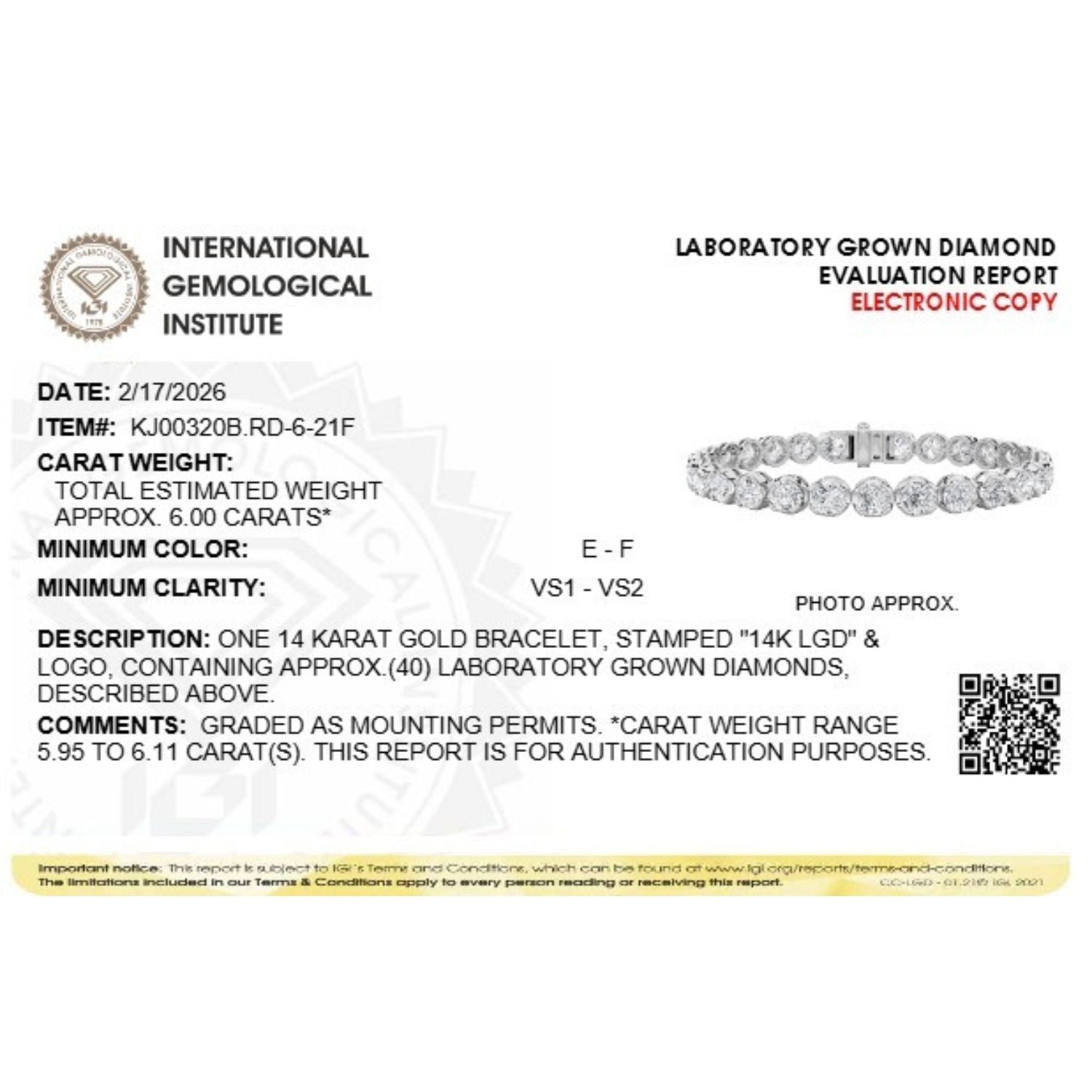 Round Shaped Lab Grown Diamond (F/VS) Bracelet in 14K Gold