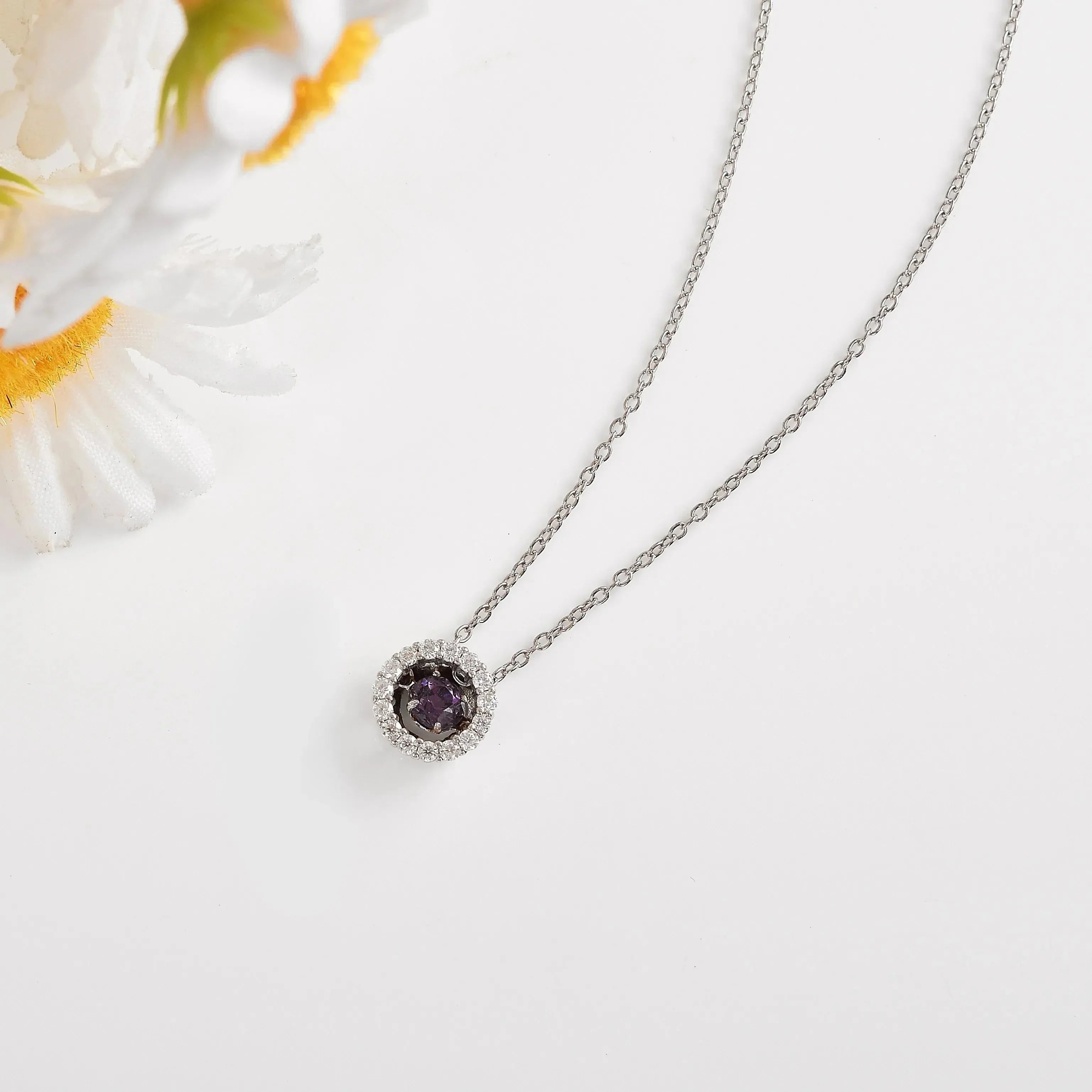 Created Alexandrite Dancing Stone Necklace - Fine Diamond