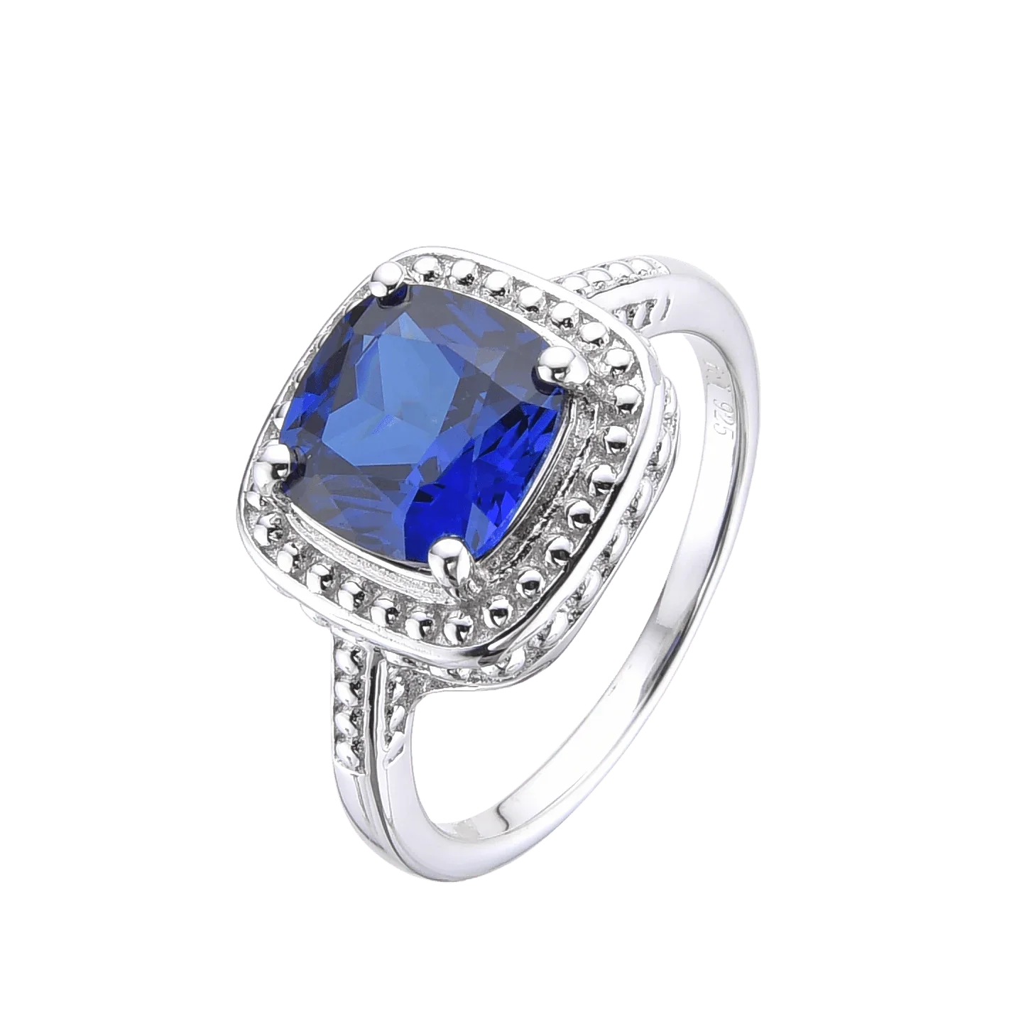 Ceylon Sapphire Cushion Statement Ring - Fine Diamond