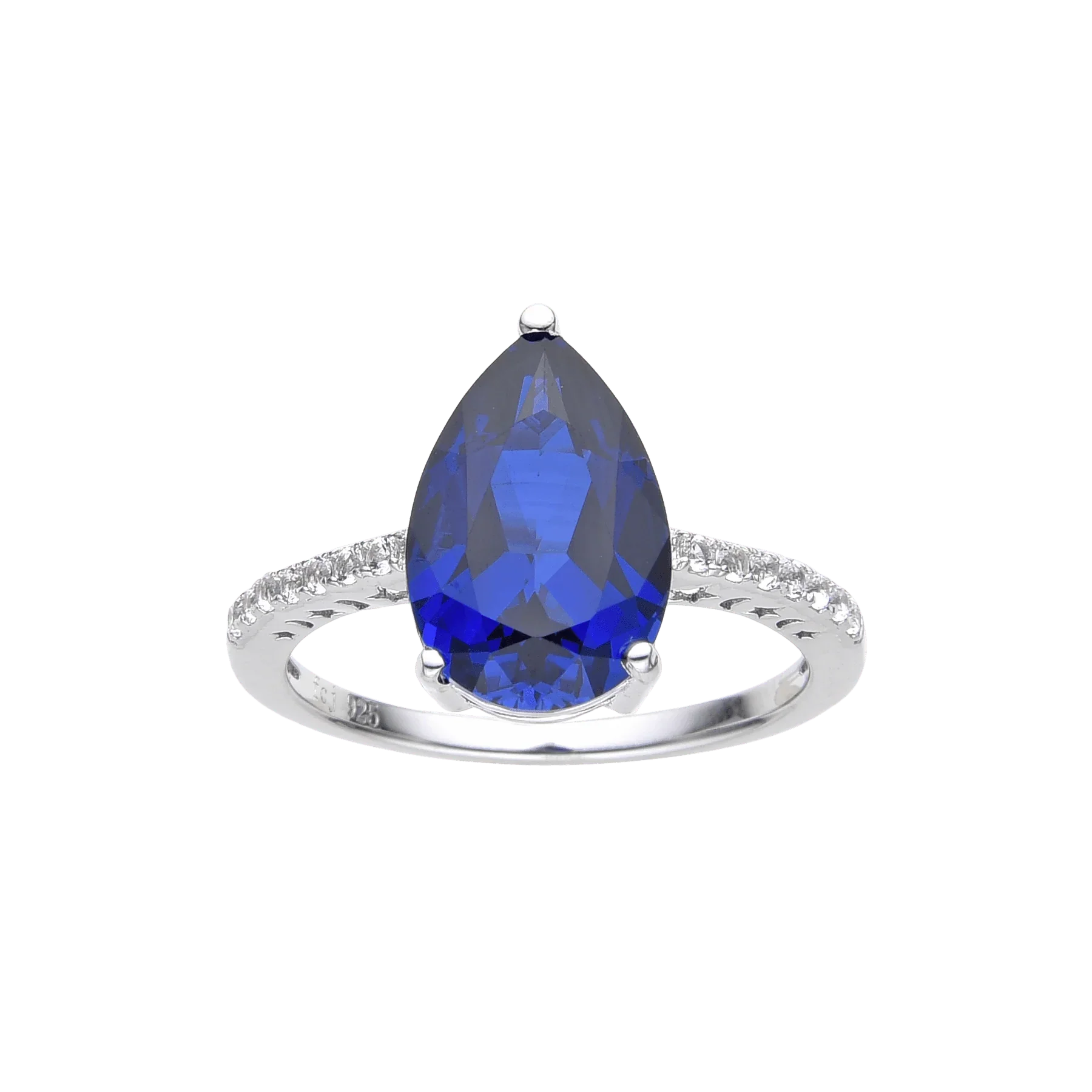 Ceylon Sapphire Teardrop Ring - Fine Diamond