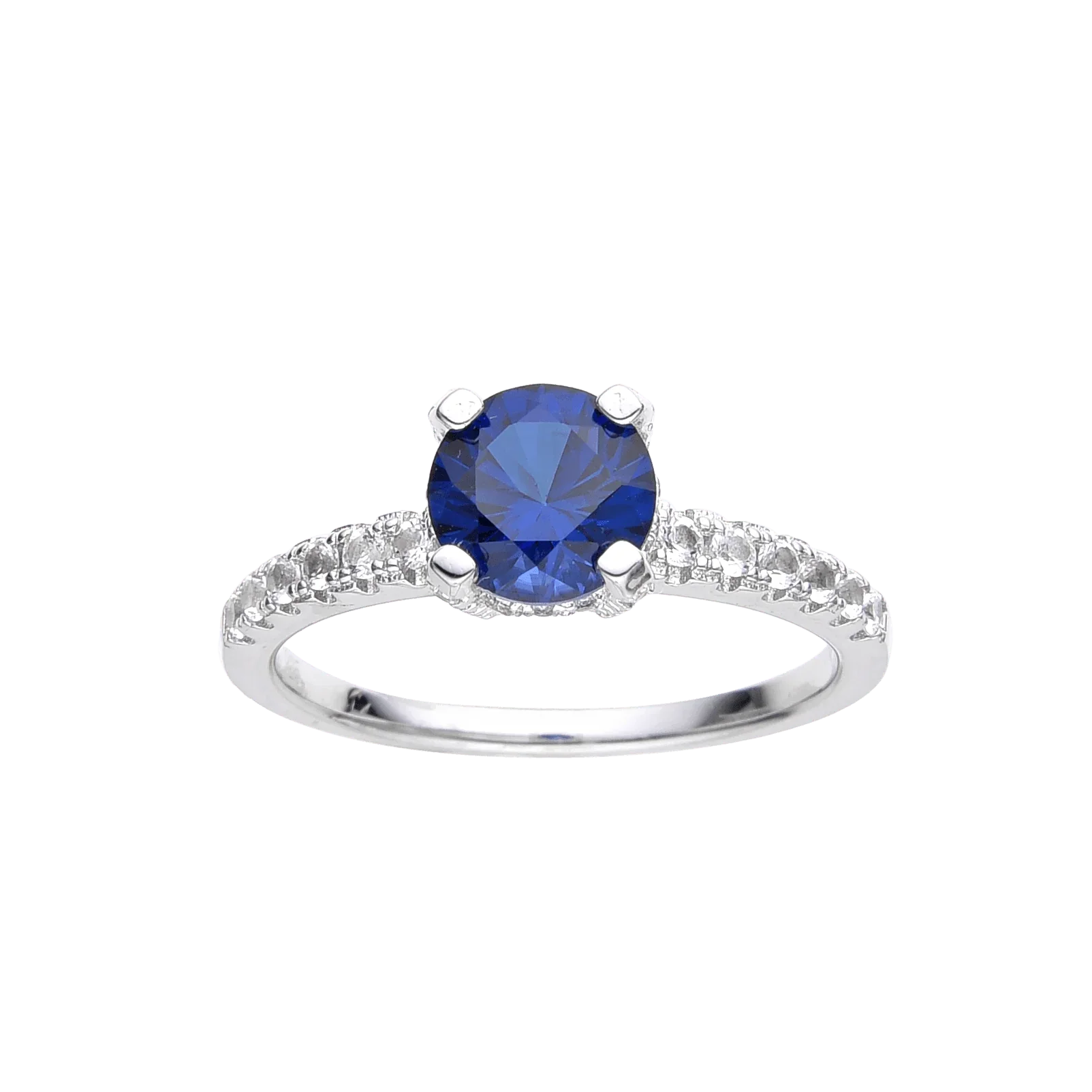 Ceylon Sapphire Round Solitare Ring - Fine Diamond
