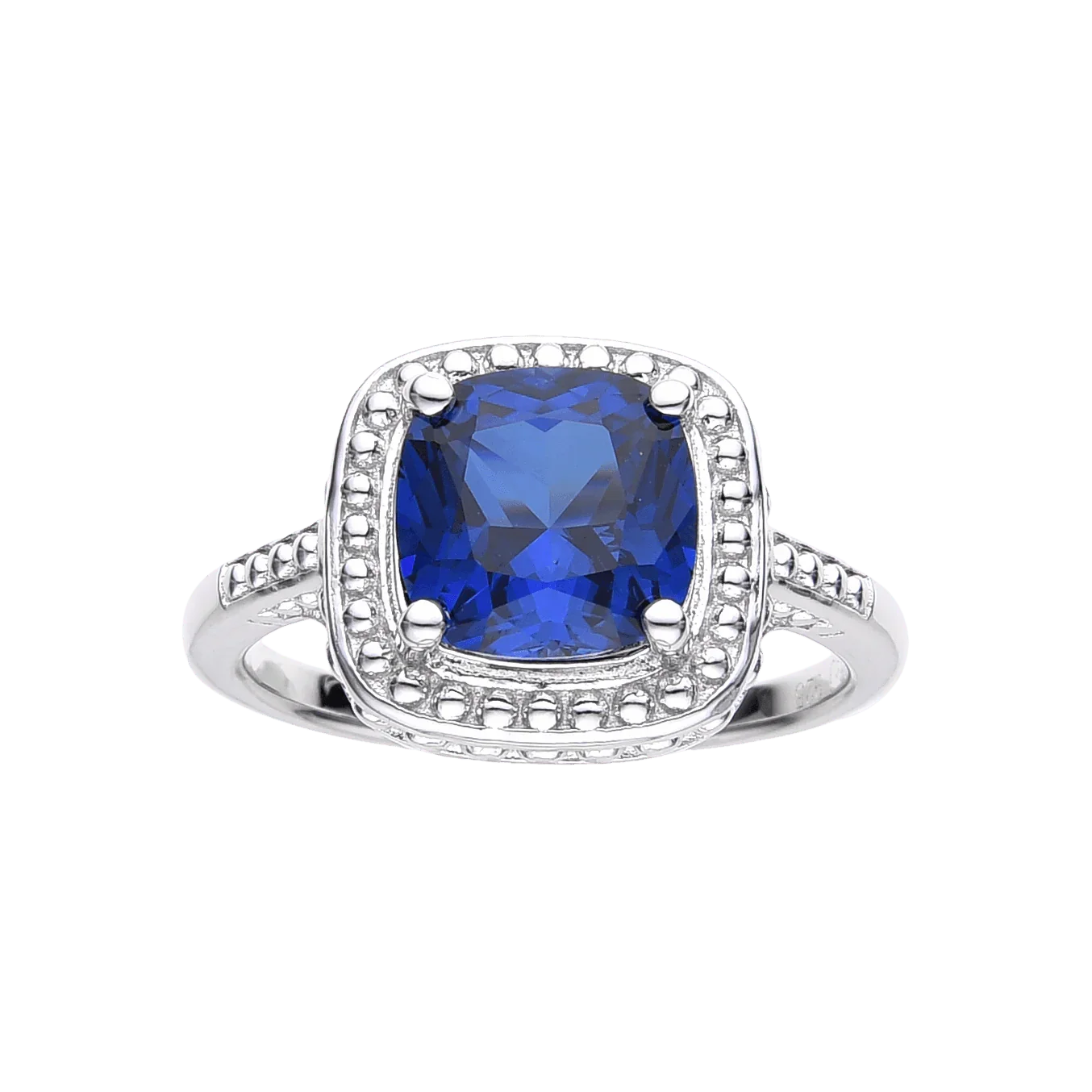Ceylon Sapphire Cushion Statement Ring - Fine Diamond