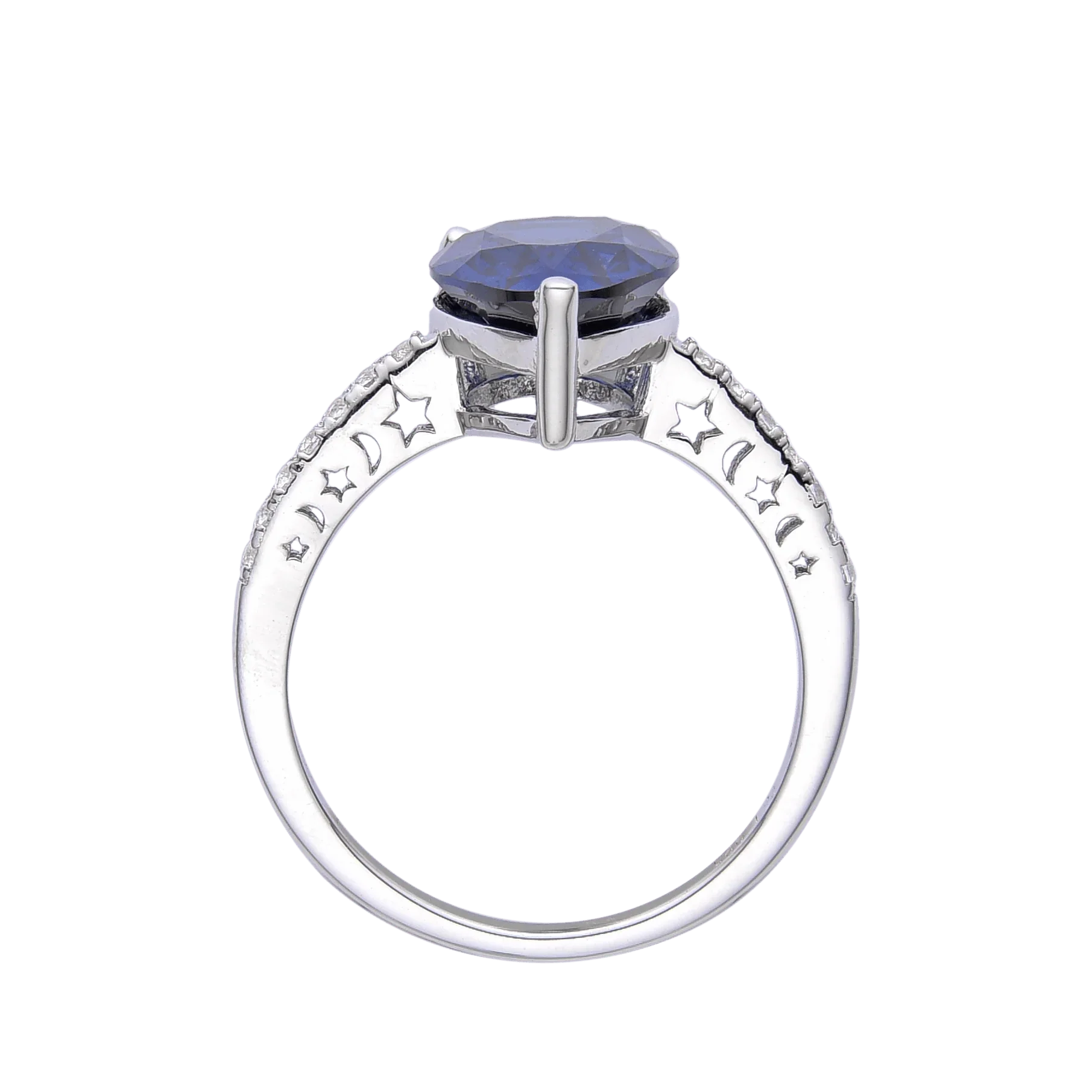 Ceylon Sapphire Teardrop Ring - Fine Diamond