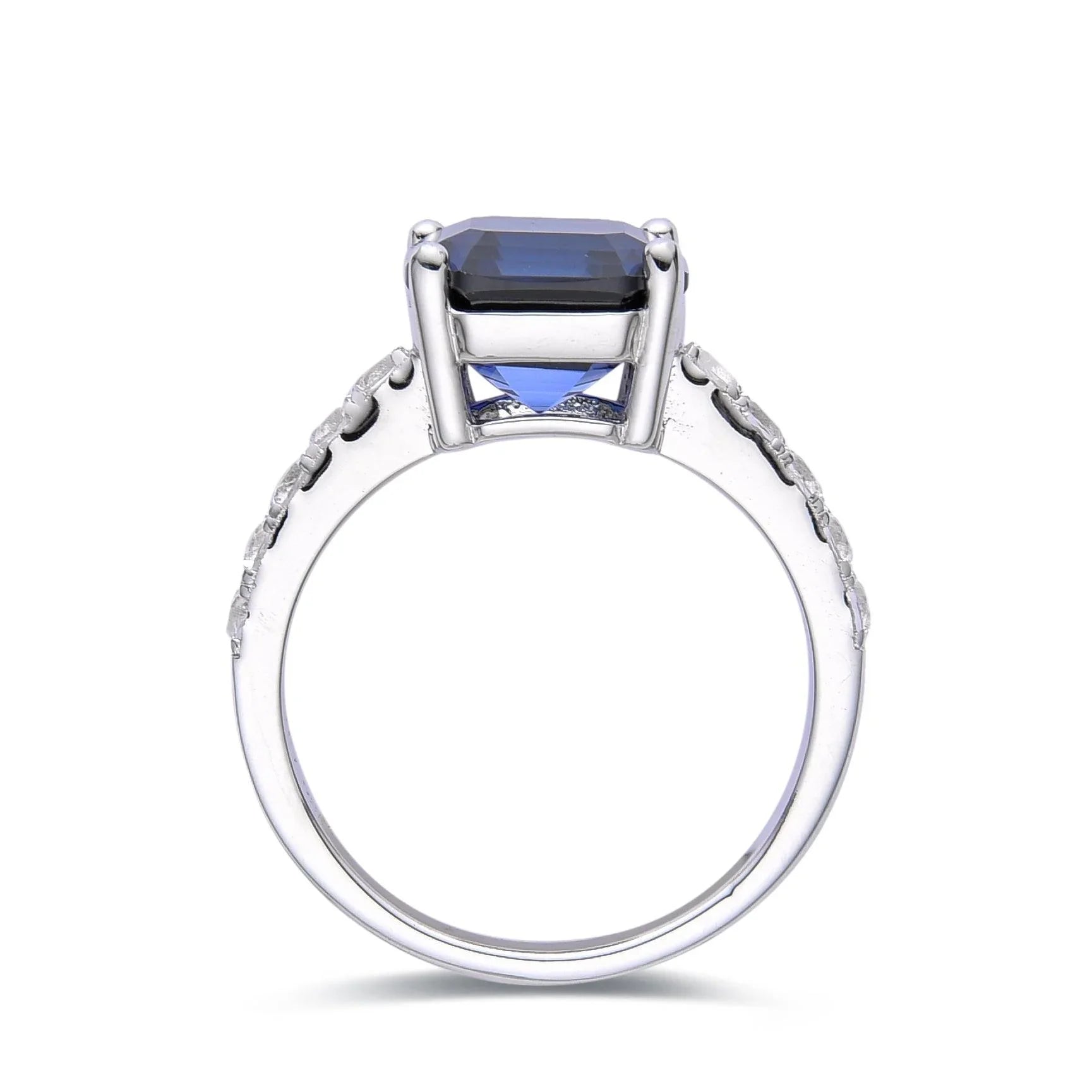 Ceylon Sapphire Asscher Cut Ring - Fine Diamond