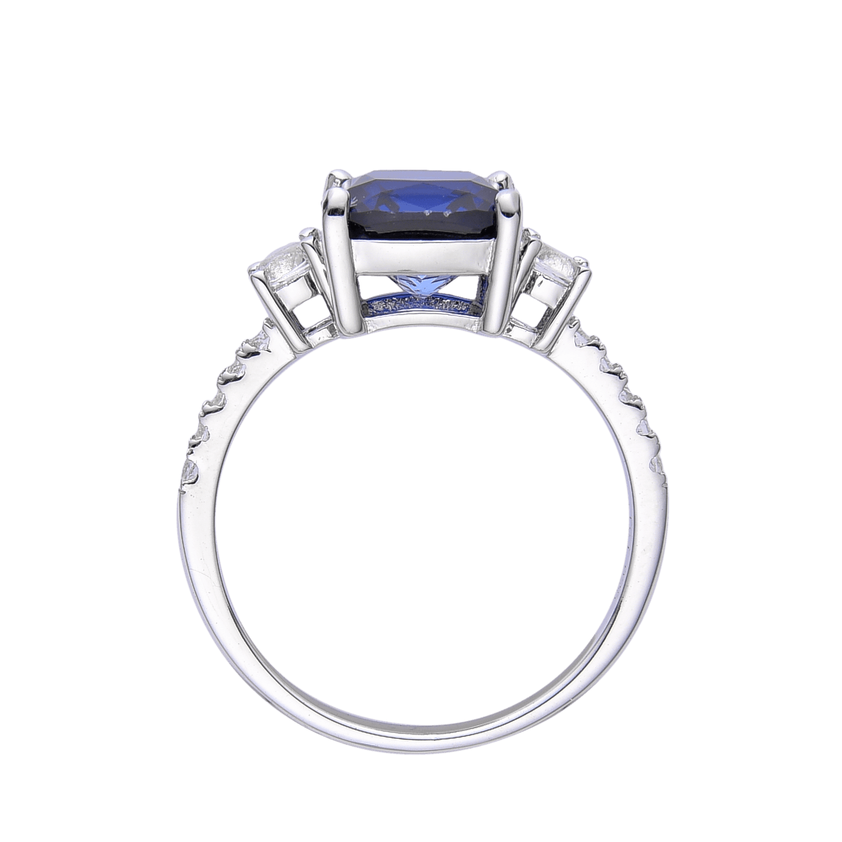 Created Blue Diamond Cushion Cut Engagement Ring - FineColorJewels