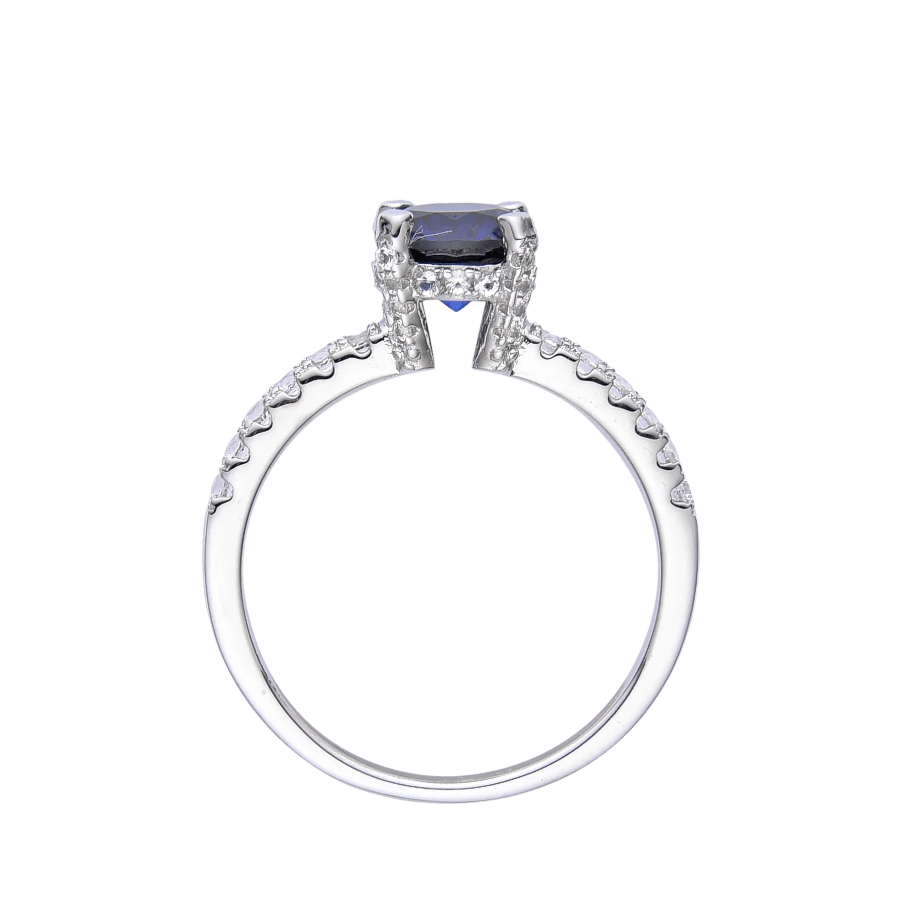 Ceylon Sapphire Round Solitare Ring - Fine Diamond