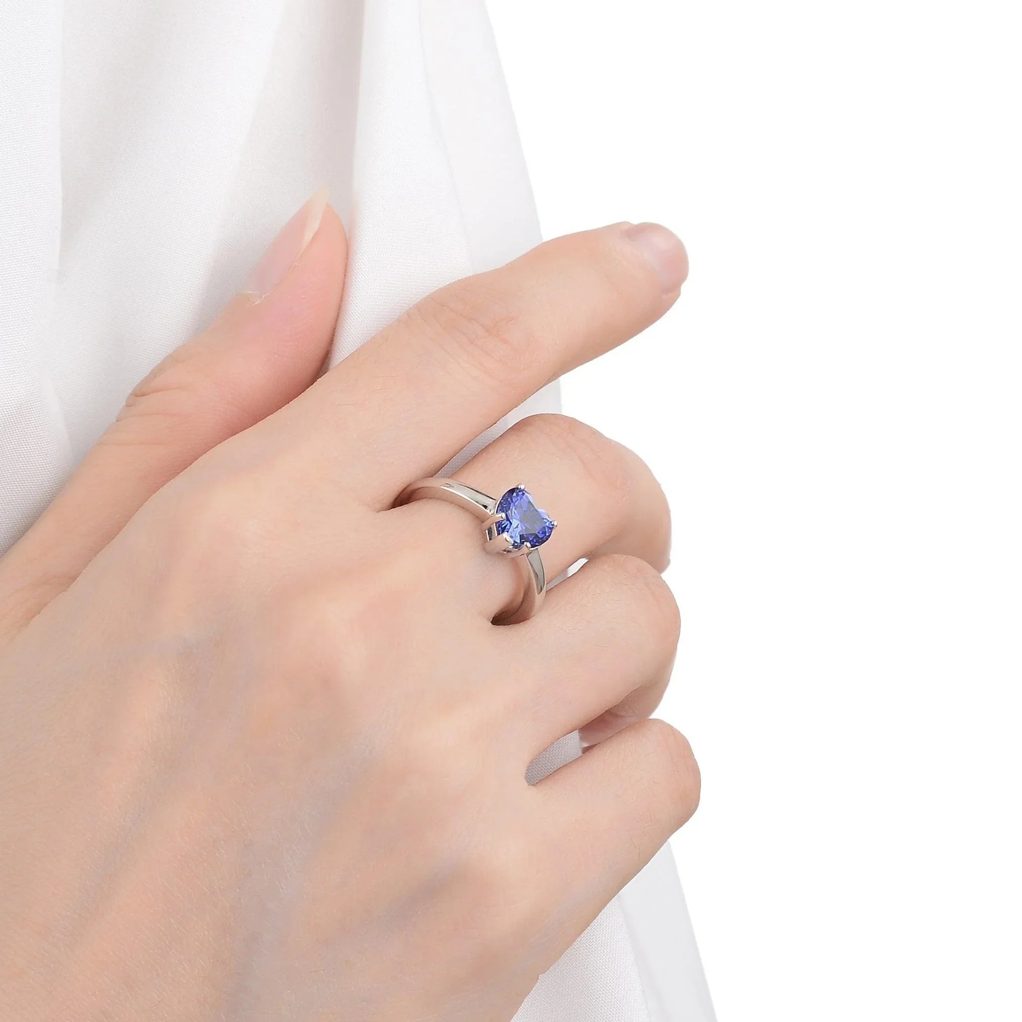 Ceylon Sapphire Heart Shaped Ring - Fine Diamond