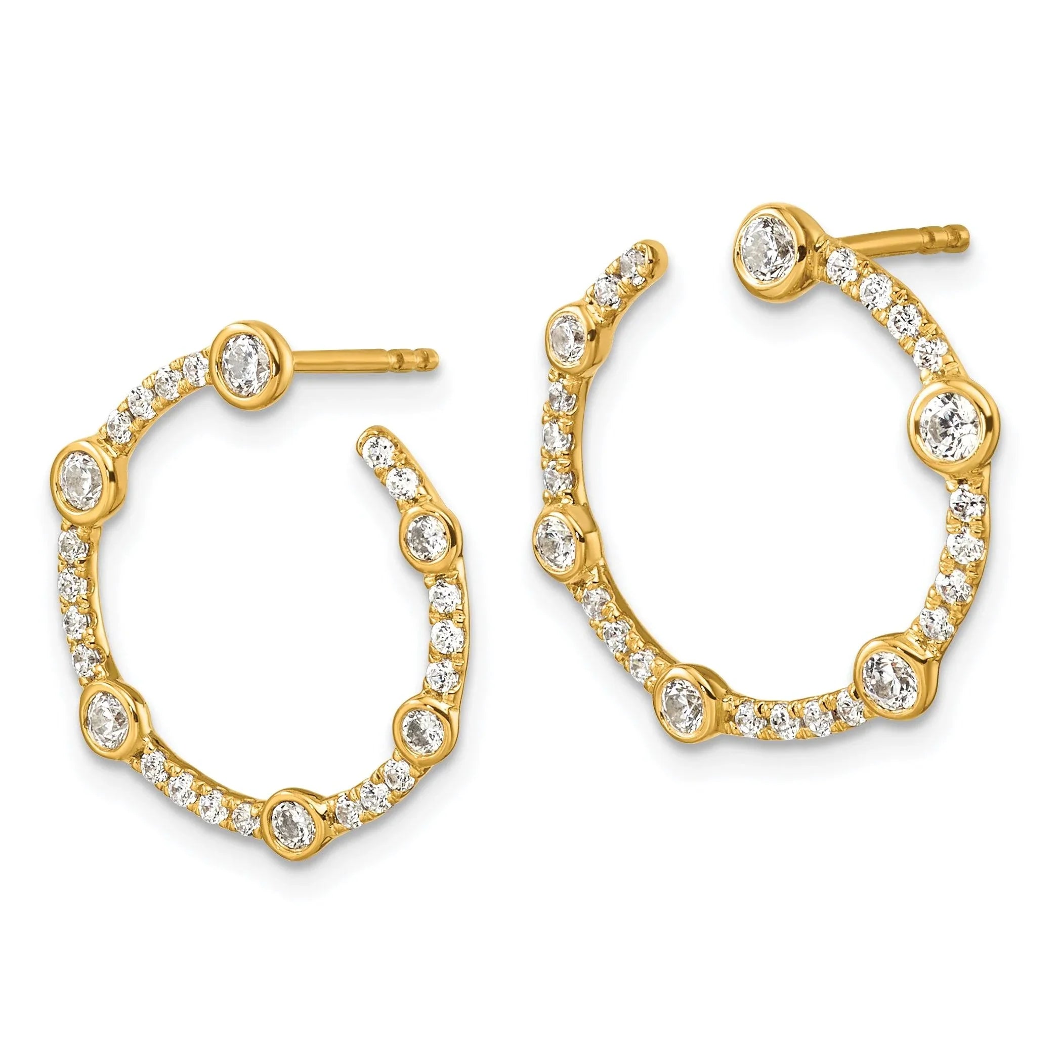 14k White Gold Lab Grown Diamond Front Hoop Earrings - Fine Diamond