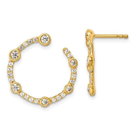 14k White Gold Lab Grown Diamond Front Hoop Earrings - Fine Diamond