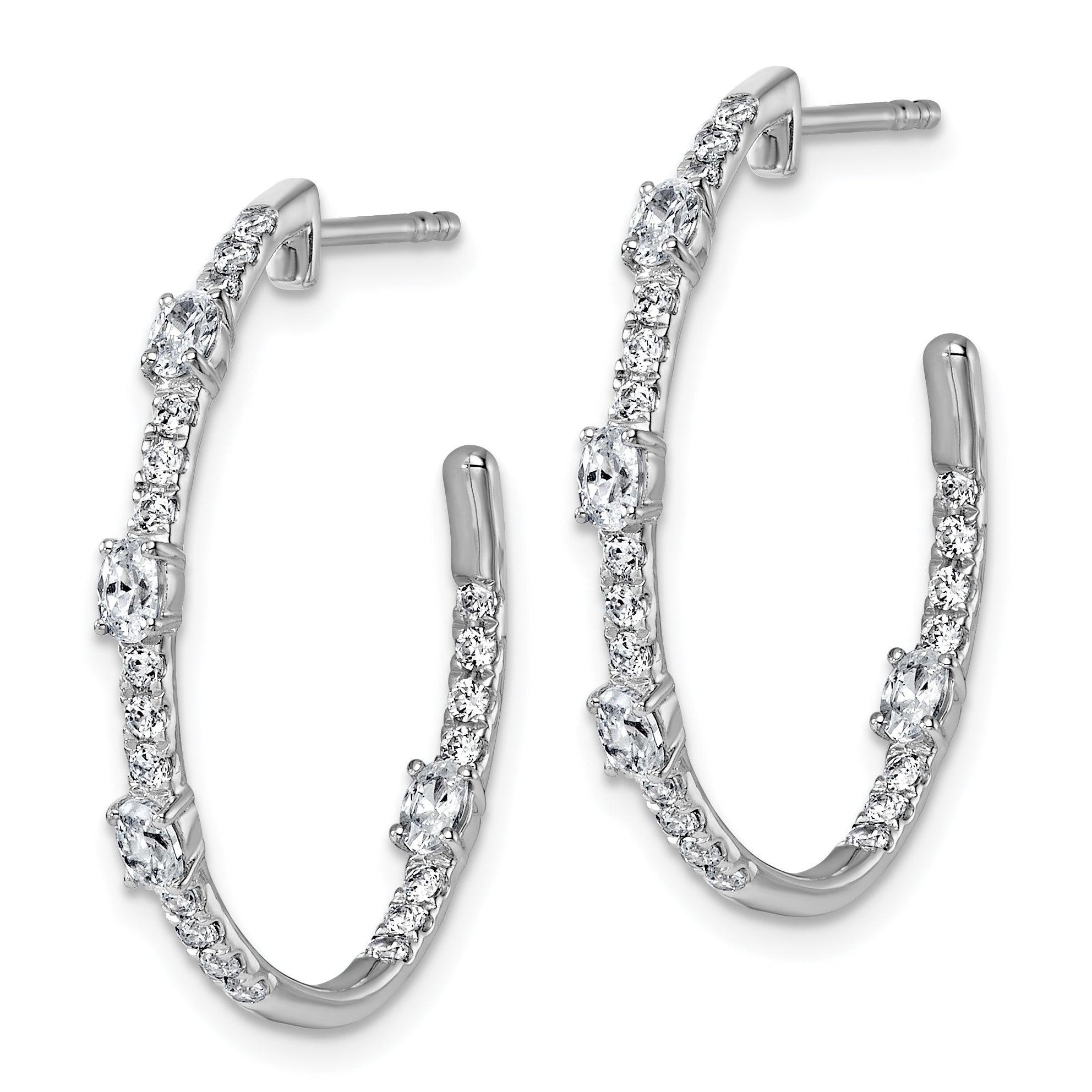14K White Gold Lab Diamond J Hoop Earrings - Fine Diamond