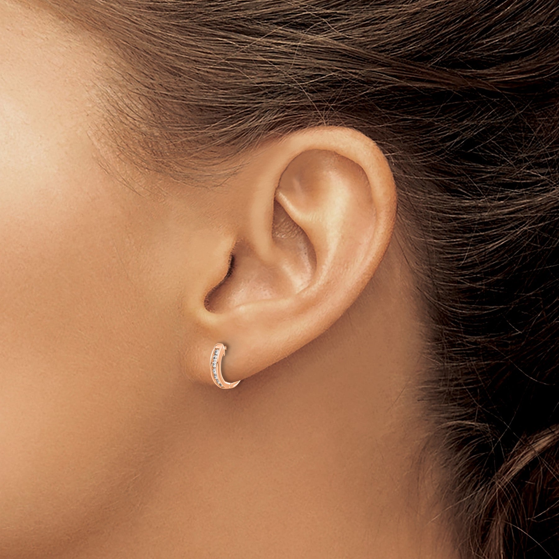 Lab Grown Diamond Hinged Hoop 14k Gold Earrings