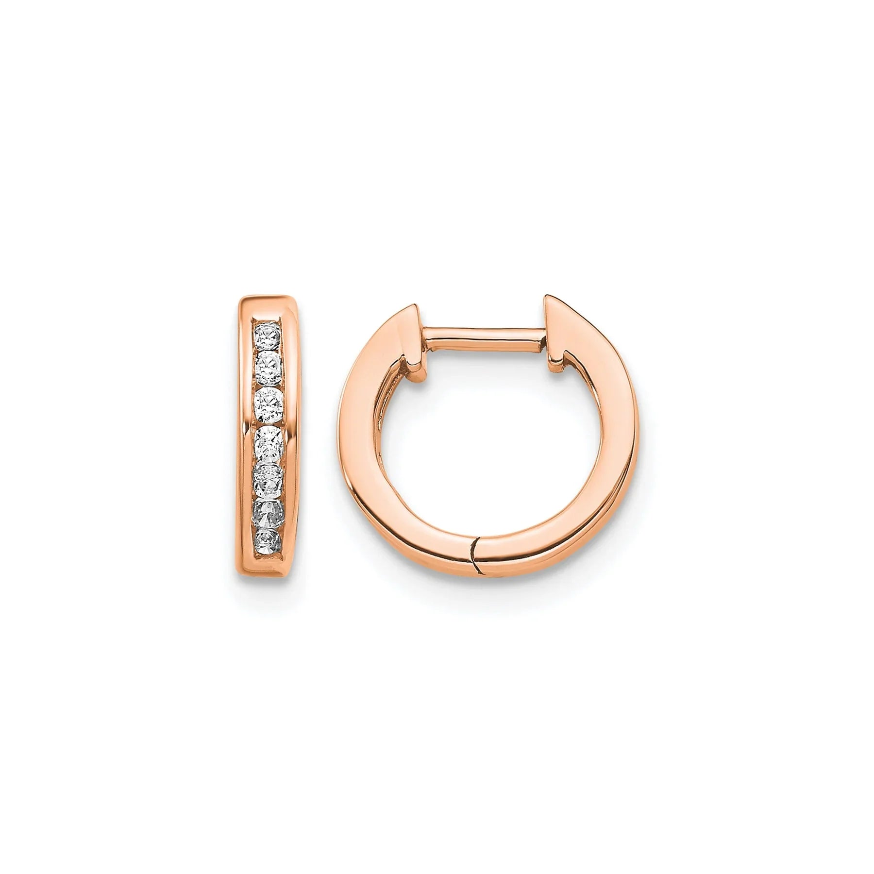 Lab Grown Diamond Hinged Hoop 14k Gold Earrings - Fine Diamond