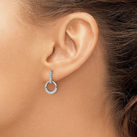 14K White Gold Lab Grown Diamond Dangle Earrings - Fine Diamond