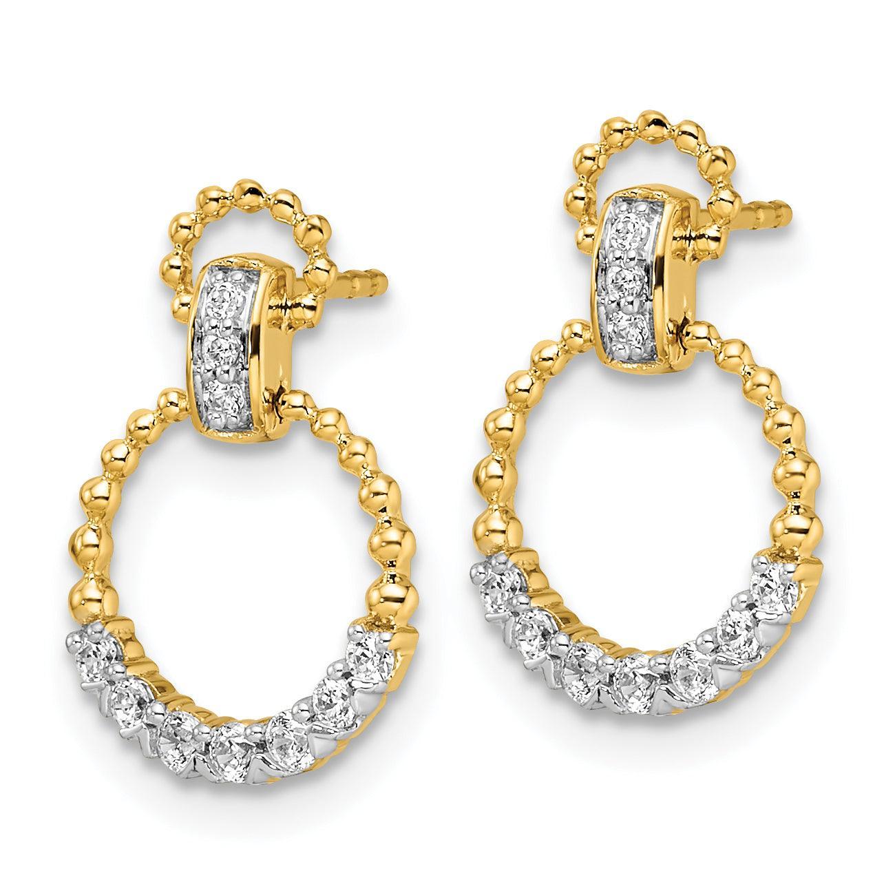 14K Gold Lab Diamond Circle Dangle Earrings - Fine Diamond