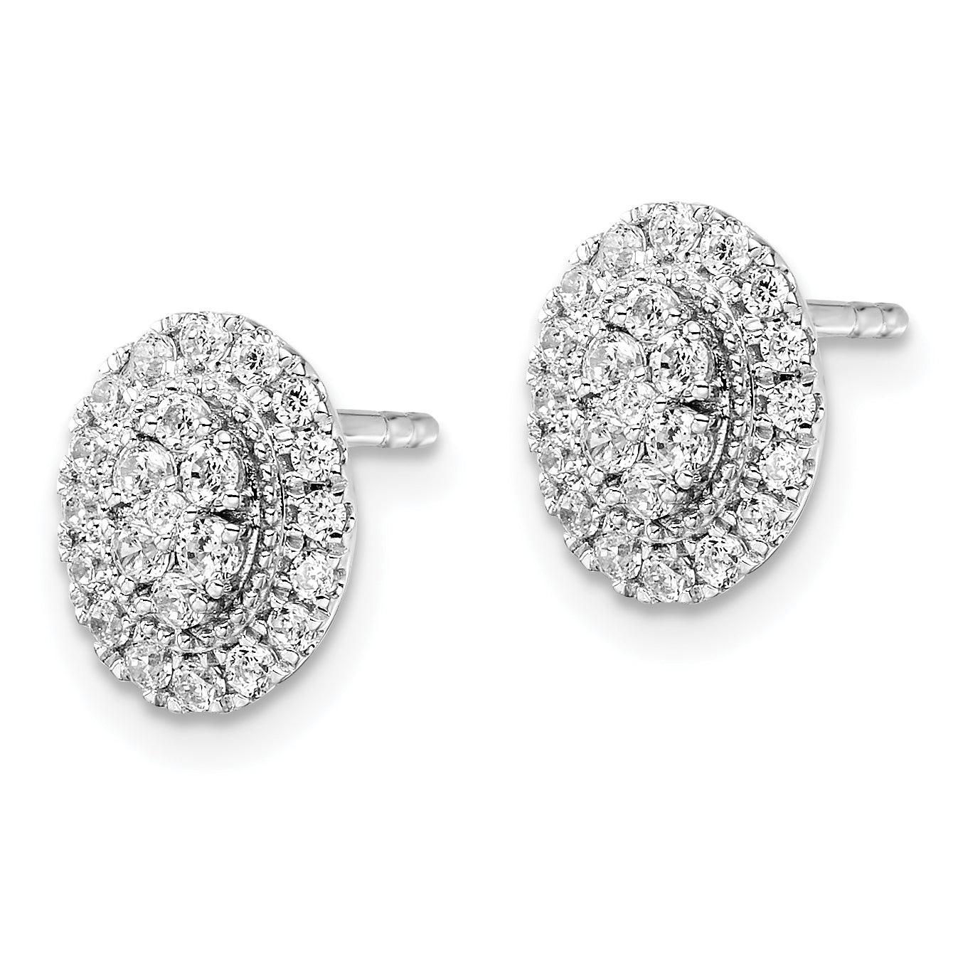 14K White Gold Lab Diamond Halo Stud Earrings - Fine Diamond