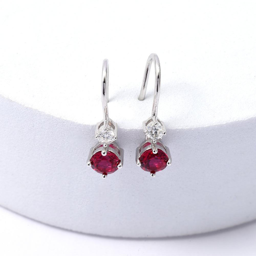 Lab Grown Ruby Round Dangle Drop Earrings Fine Color Jewels best gift for girls, best gift for women, Christmas gift, Created ruby, Dainty earrings, Dangle ruby earrings, dla-dm-discount-all-154898, gift for her, Gift for Mom, gift for women, gift from daughter, July birthstone, Moissanite stone, Mother's Day Gift, New Year gift, Red stone, Ruby earrings, Small Drop earrings, Valentine's Day gift