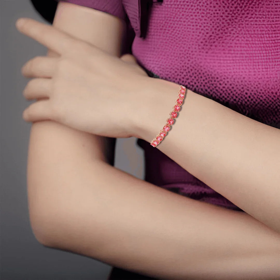 Peach Sapphire Tennis Bracelet - Fine Diamond