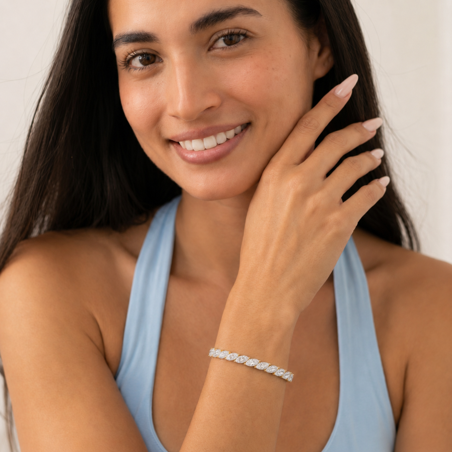 13 Ctw Marquise (F/VS) Lab Grown Diamond Prong 14K Yellow Gold Fancy Tennis Bracelet