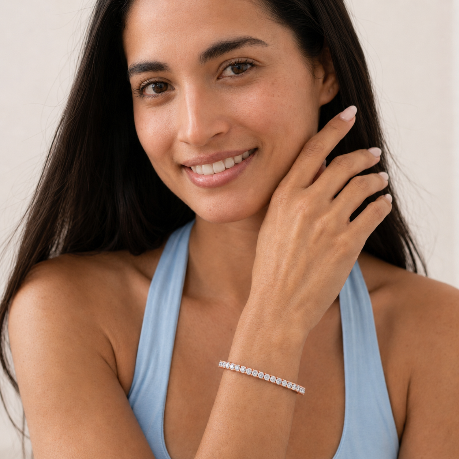 Round Lab Grown Diamond (F/VS) Bracelet in 14K Gold