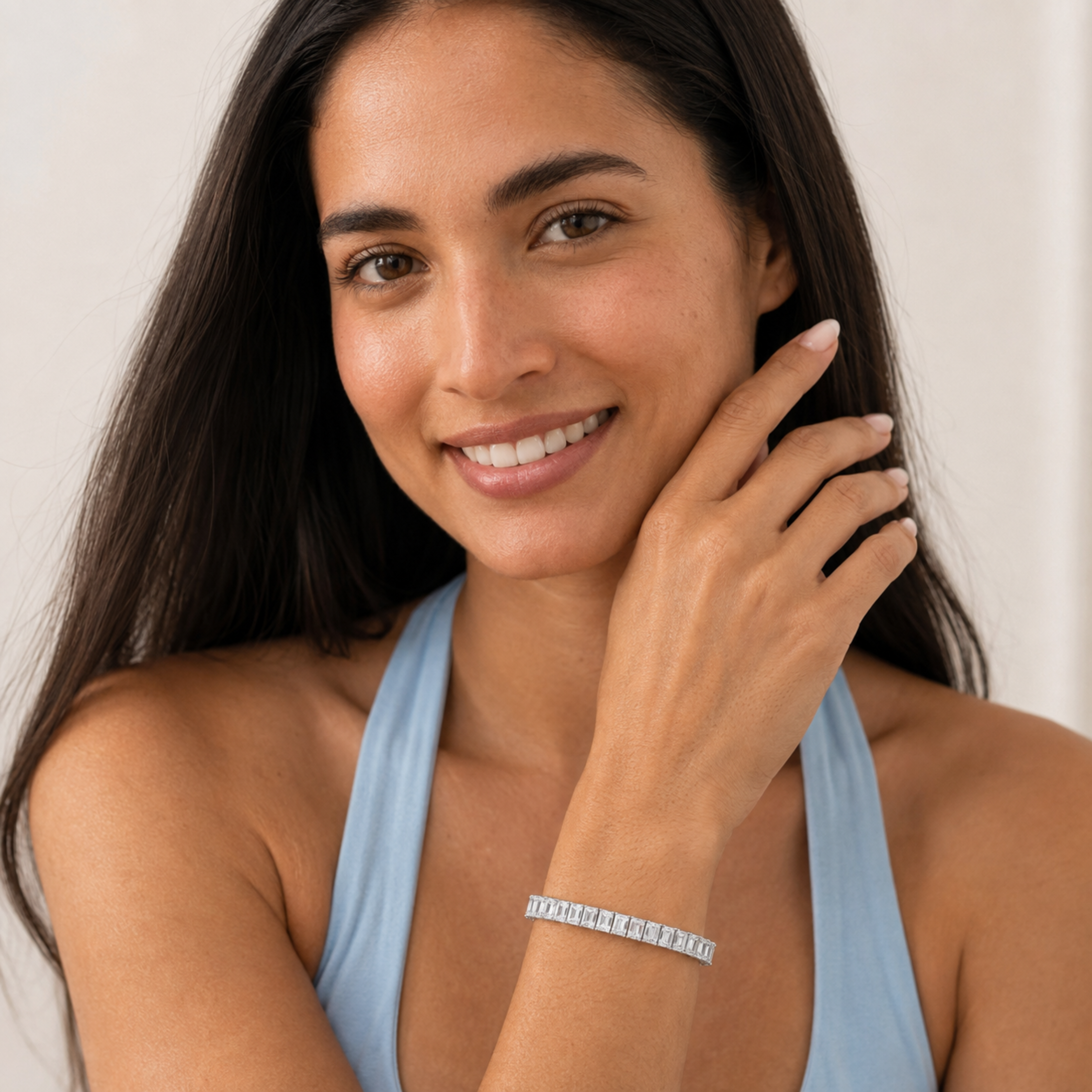 Emerald Shaped Lab Diamond (F/VS) Bracelet in 14K Gold