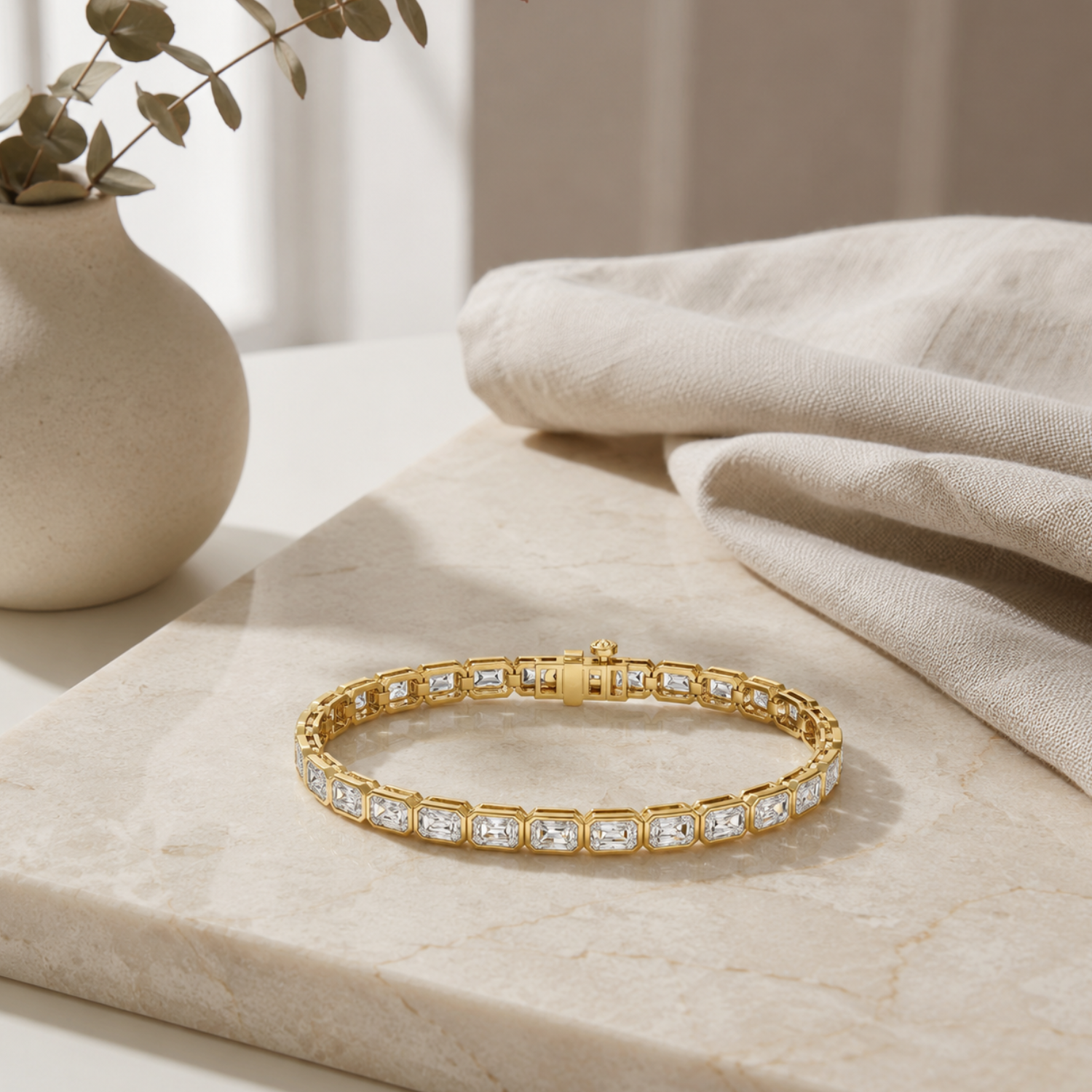 Emerald Lab Grown Diamond (F/VS ) Bracelet in 14K Gold