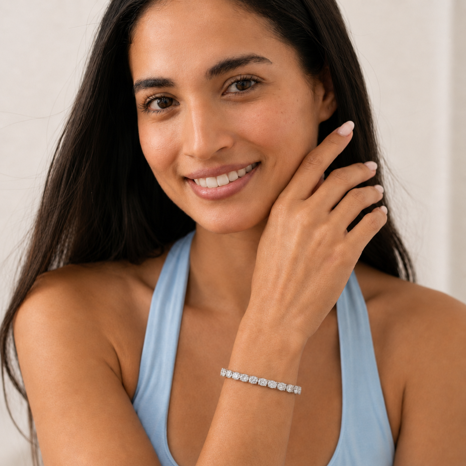 Oval Shaped Lab Grown Diamond East & West Bracelet in 14K Gold (F/VS)