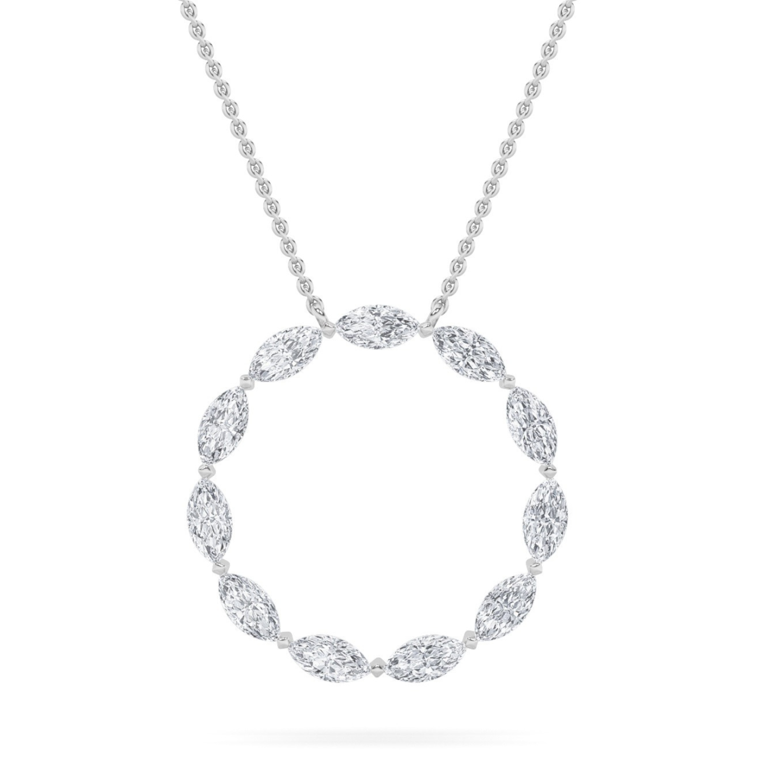 2.25 Ct Marquise (F/VS) Lab Grown Diamond Prong 14K White Gold Fancy Open Circle Pendant Necklace