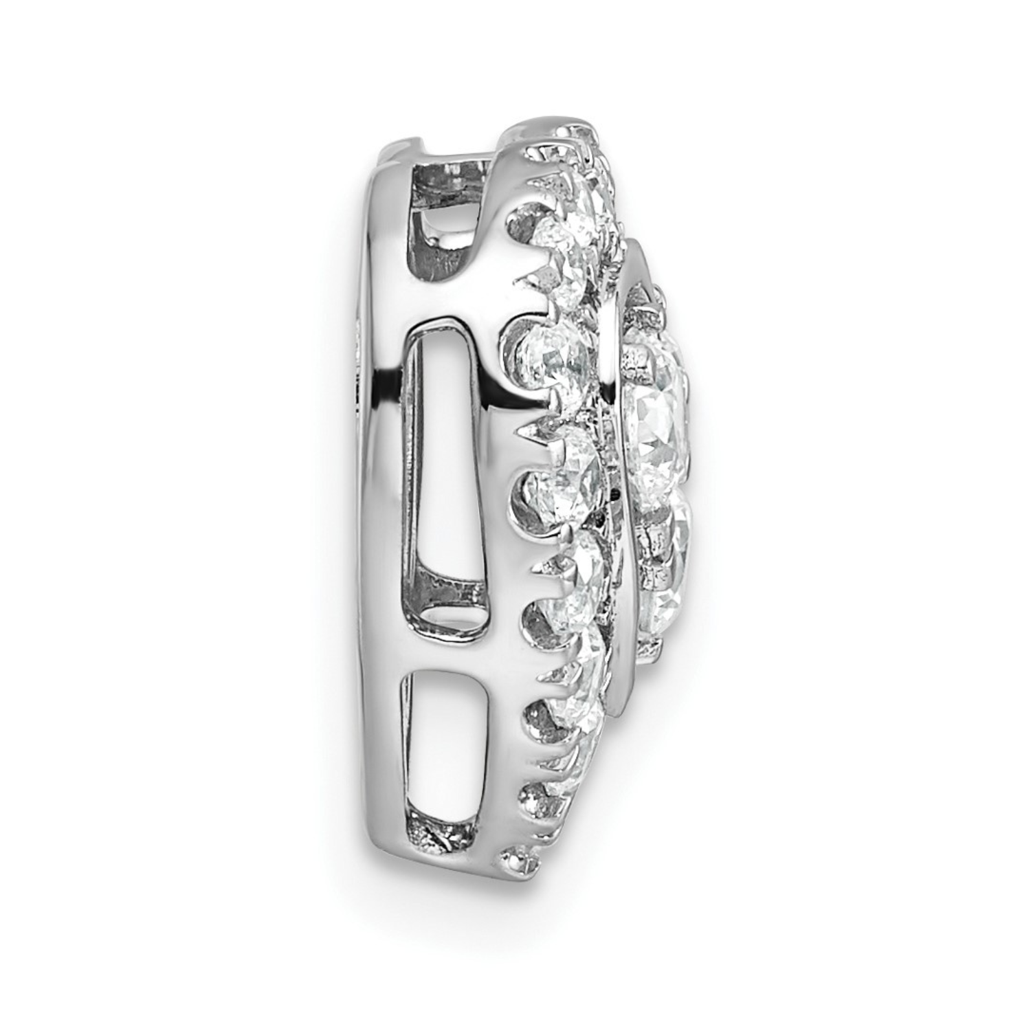 Lab Grown Diamond Halo Heart Chain Slide Pendant 14k Gold