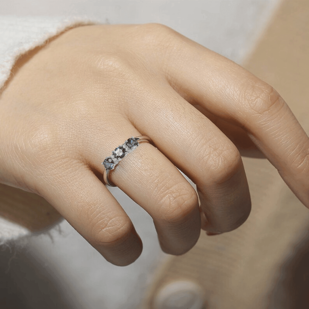 Lab Grown Alexandrite Three Stone Ring