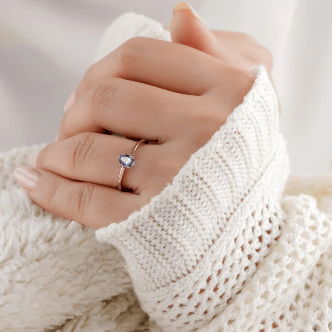 Alexandrite Solitaire Ring - Fine Diamond