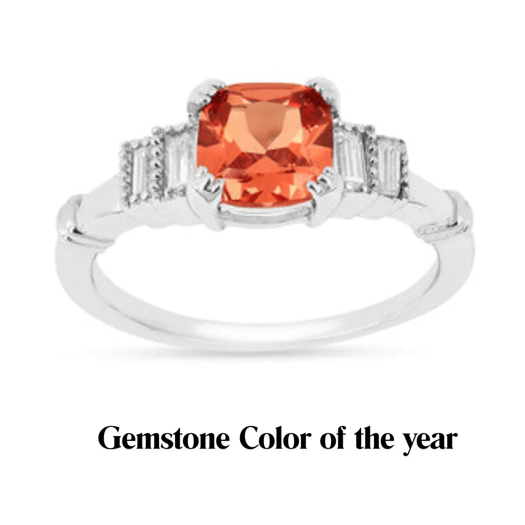 Peach Sapphire Five Stone Ring - Fine Diamond